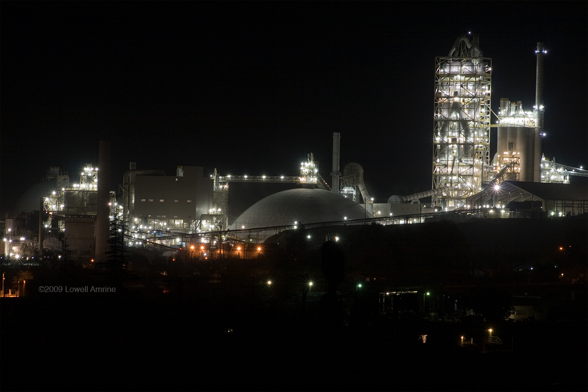 Riverside Cement plant at night, Oro Grange, CA